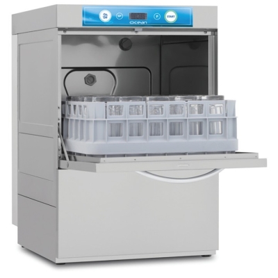 LAVE-VERRES ELECTRONIQUE 400 X 400 MM MONOPHASE AVEC DOSEUR A SAVON, DOSEUR DE RINCAGE & POMPE DE DECHARGE